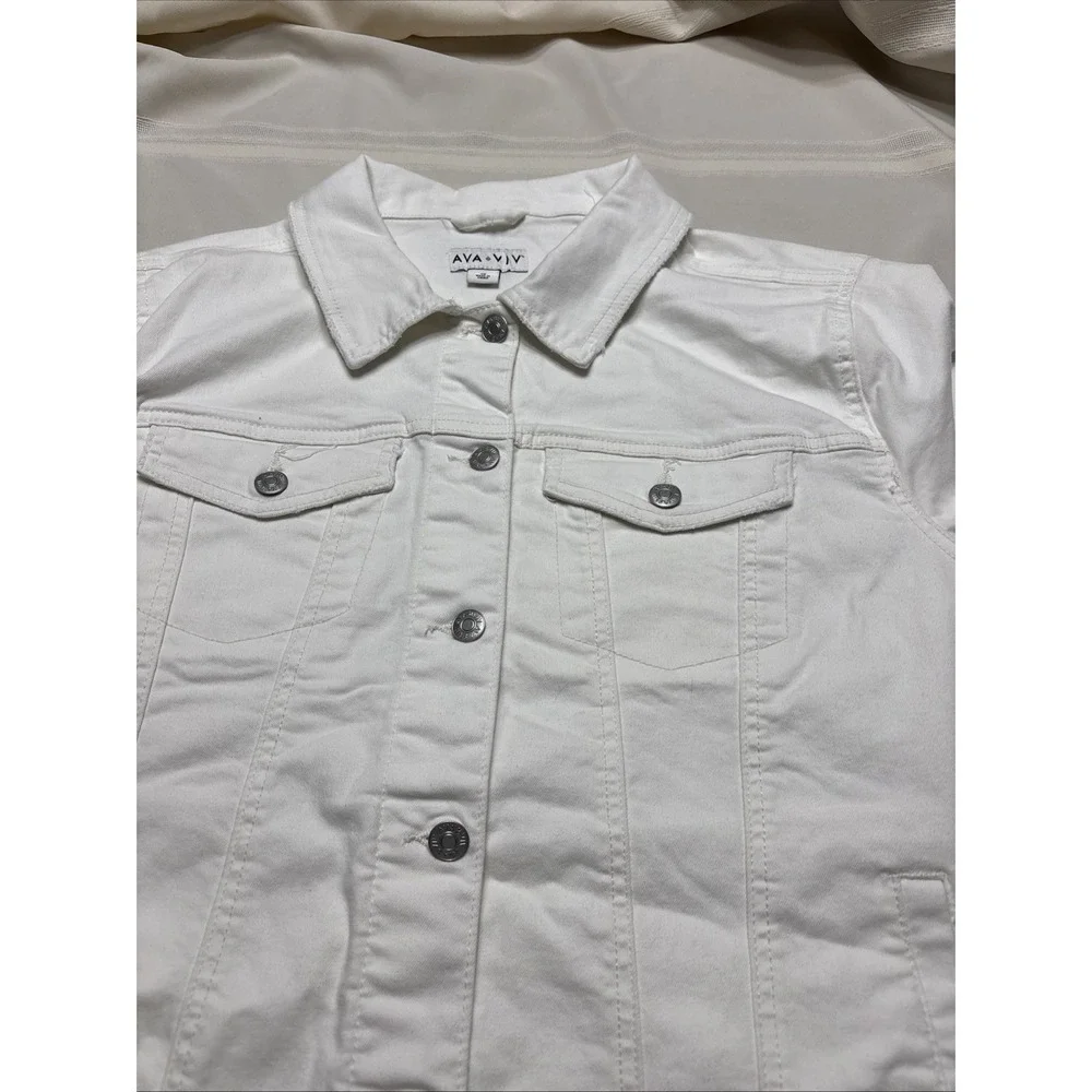 Classic Jean Jacket Solid color‎ WHITE size 1XL Retro y2K 90-now